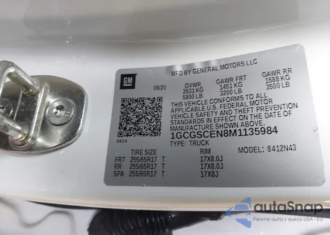 2021 Chevrolet Colorado 2Wd Short Box Lt z USA, uszkodzony, nr VIN 1GCGSCEN8M1135984